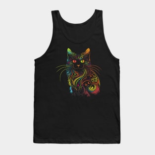Retro 70s Style Cat Gifts Vintage Cat Tank Top